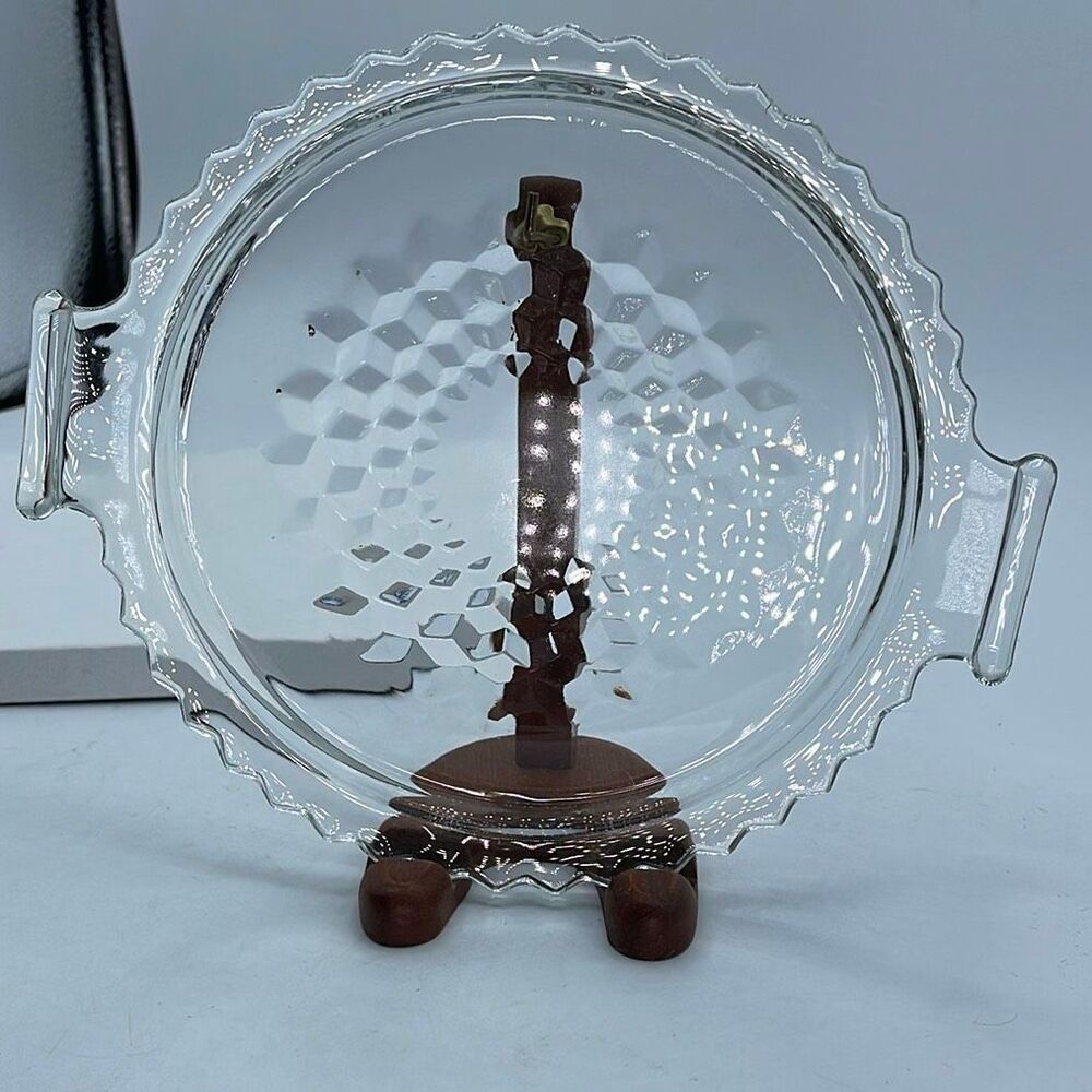 Vintage Jeanette Glass tidbit tray in Cube/Cubist pattern.